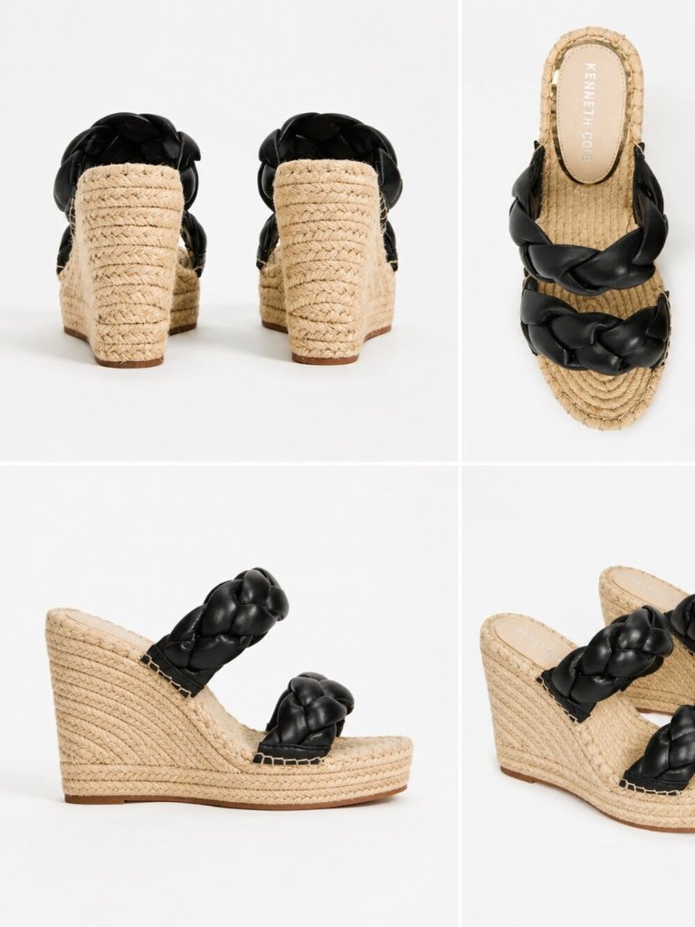 Kenneth Cole Braided Espadrille Platform Wedge Sandals With Box
